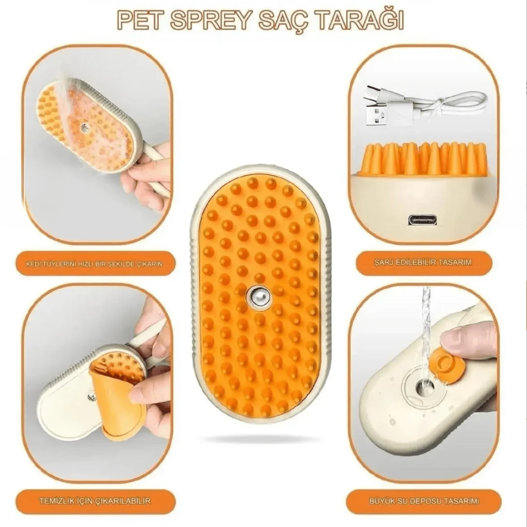 HERSEYSİZE™ Kedi Köpek Buharlı Pet Tarağı